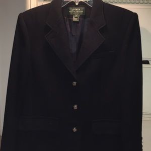 Vintage Lauren Ralph Lauren Wool Blazer 8p Navy